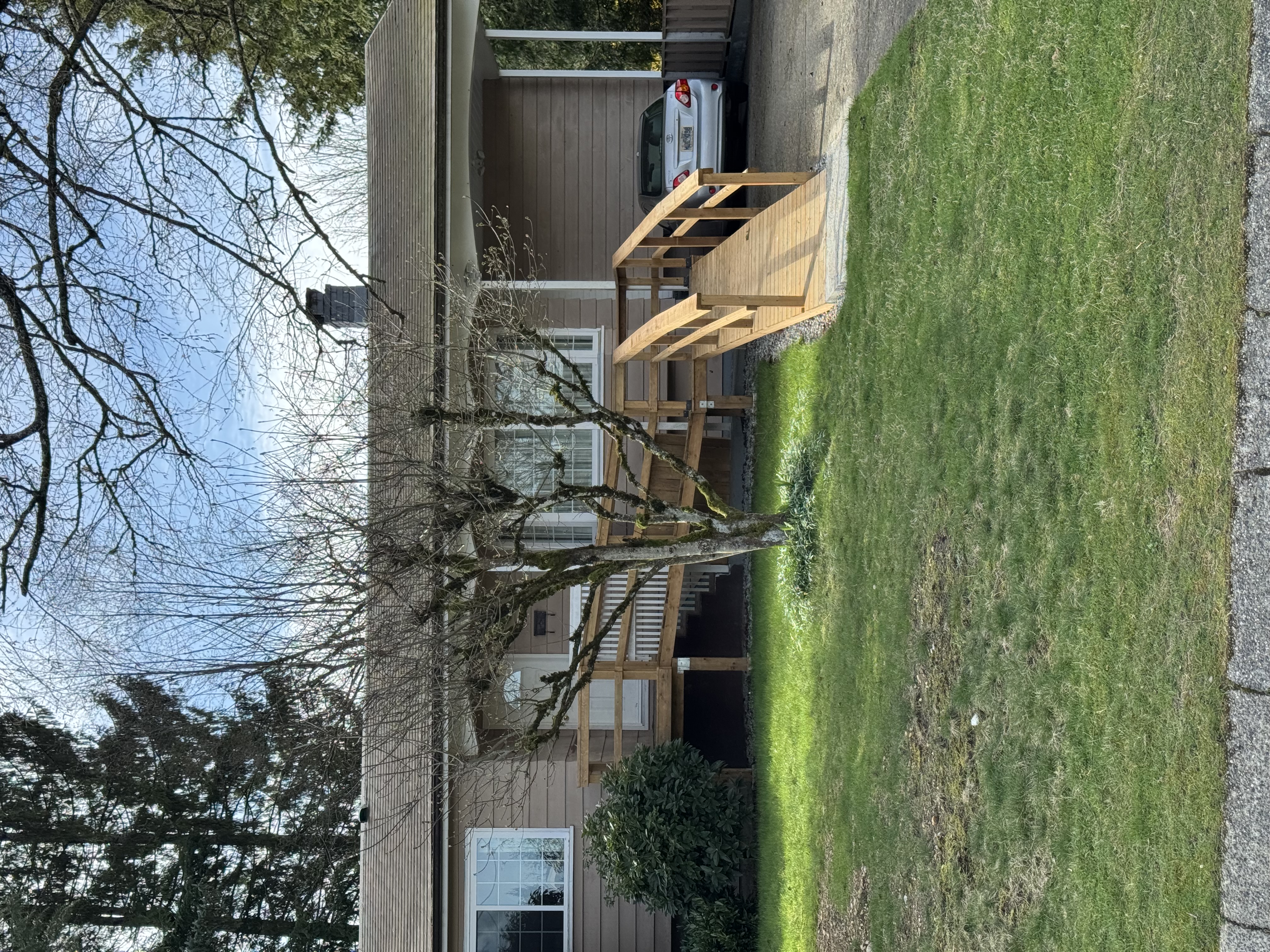 Senior's home with wooden accessibility ramp